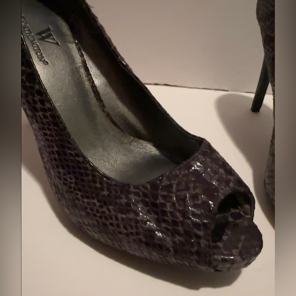 Worthington Snake Skin Black/Gray PeepToe Womans 4” Heels Size 8.5 US. NWOT - Picture 3 of 12